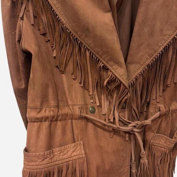80s Vintage - Fringe Leather Jacket. Chestnut Brown. FORENZA. - Picture 5 of 7